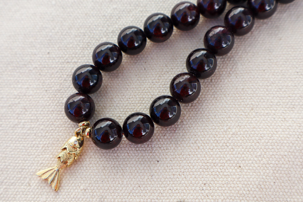 Letter Charm Necklace - Garnet