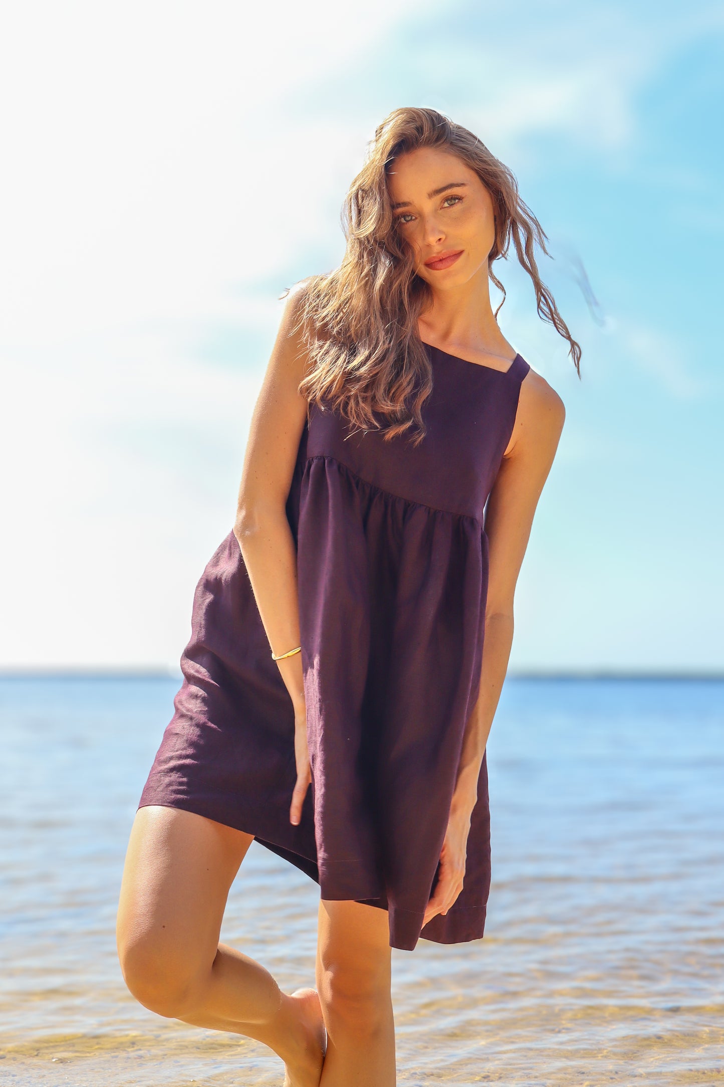 Mia Mini Dress - Mahogany
