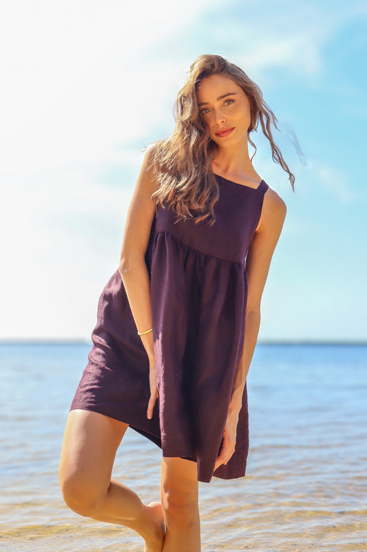 Mia Mini Dress - Mahogany