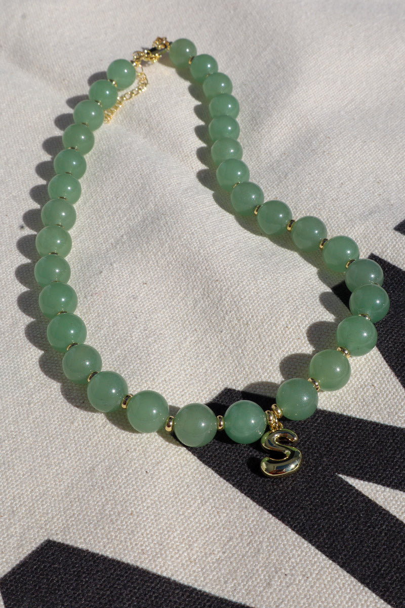 Letter Charm Necklace - Aventurine