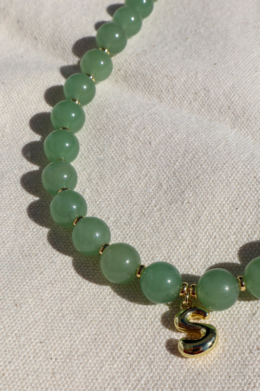 Letter Charm Necklace - Aventurine