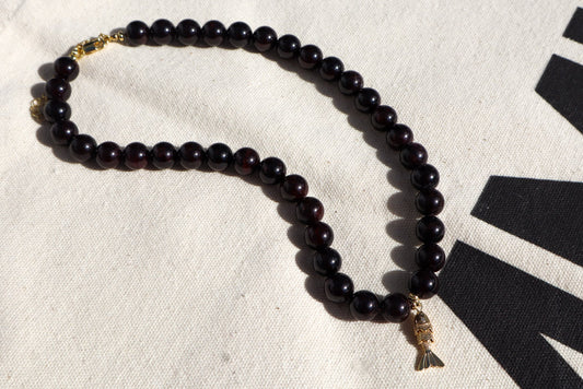 Letter Charm Necklace - Garnet