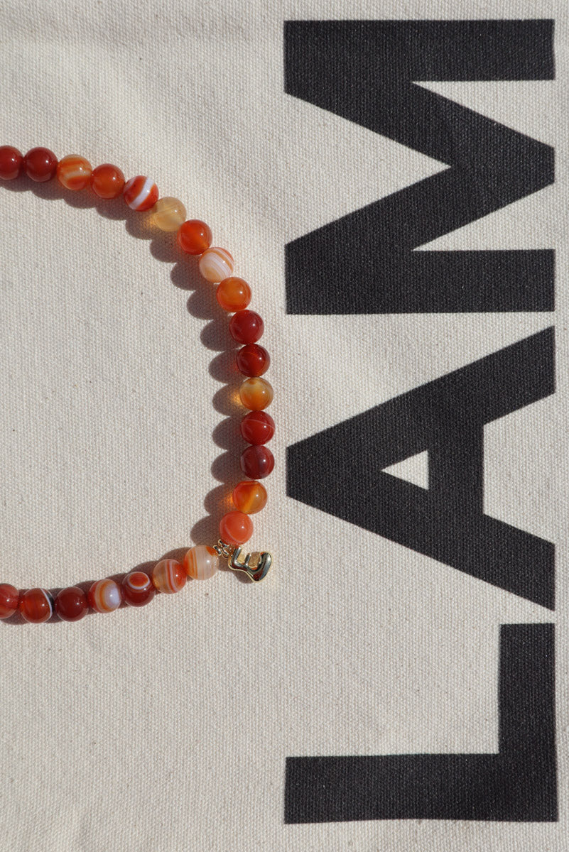 Letter Charm Necklace - Carnelian