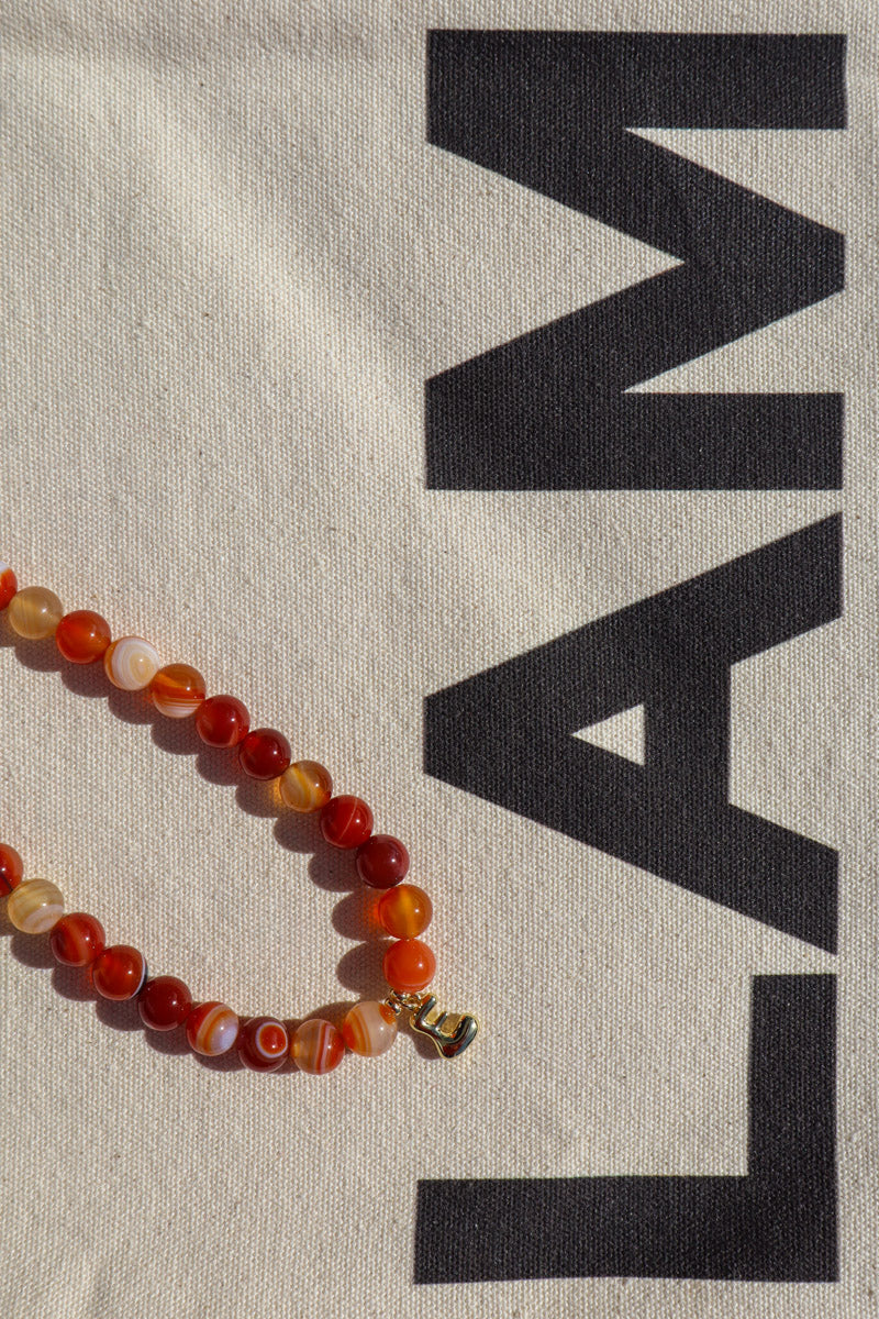 Letter Charm Necklace - Carnelian