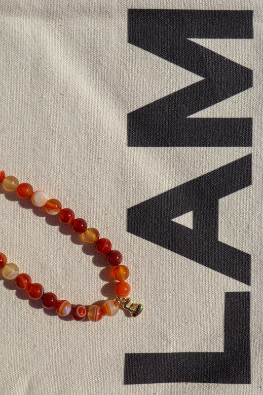Letter Charm Necklace - Carnelian