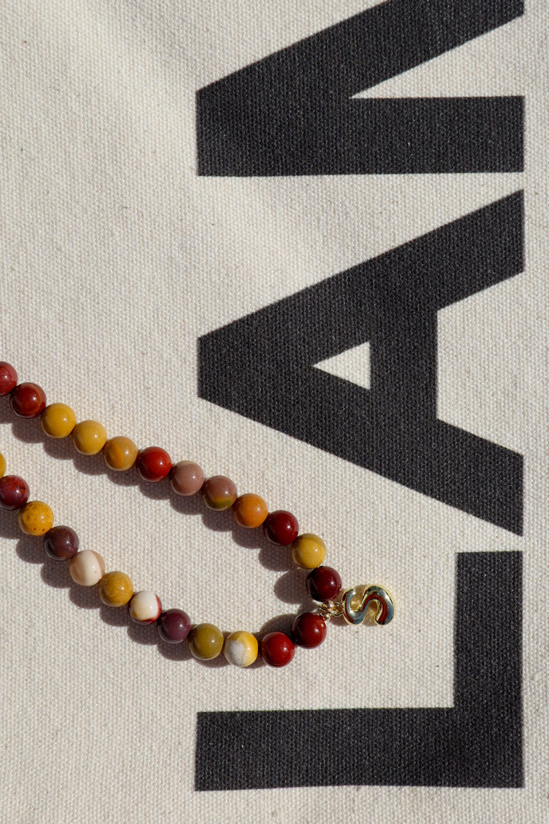 Letter Charm Necklace - Mookaite