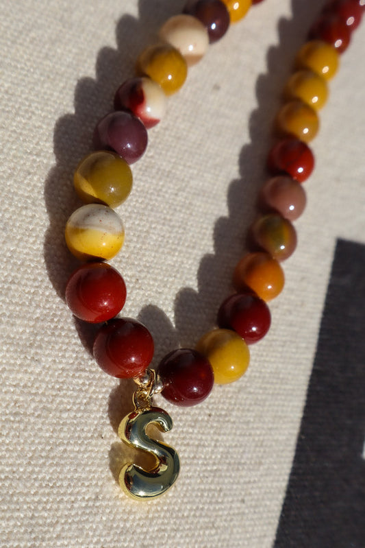 Letter Charm Necklace - Mookaite