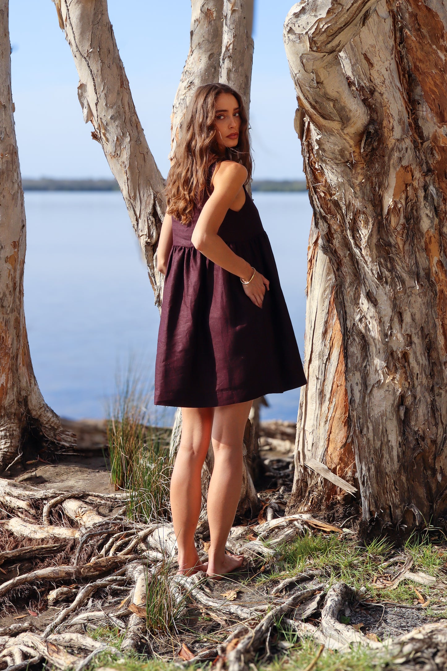Mia Mini Dress - Mahogany