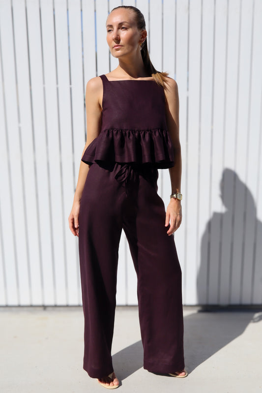 Mia Pant Set - Mahogany
